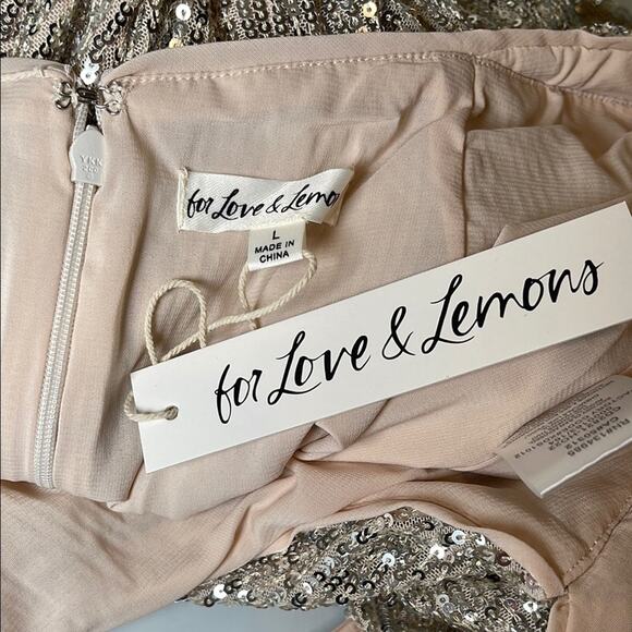 For Love & Lemons Candice Sequin Embellished Cutout Ruched Maxi Dress Size Large - Picture 9 of 10